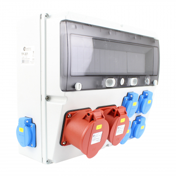 Preview: Stromverteiler (1x CEE 5pol 16A + 1x CEE 5pol 32A + 6x Schutzkontakt 230V/16A)